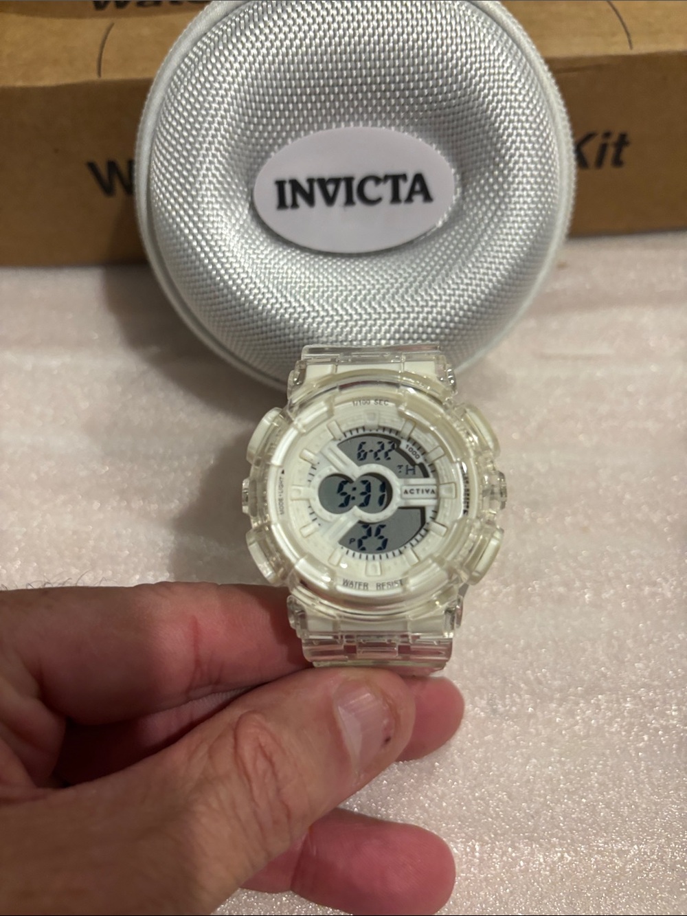 Invicta Clear Transparent Hybrid Digital-Analog Watch - White Accents